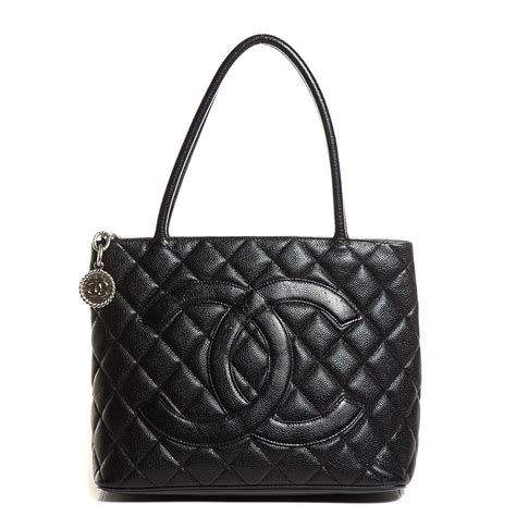 chanel quilted caviar medallion tote|CHANEL Caviar Quilted Medallion Tote Black .